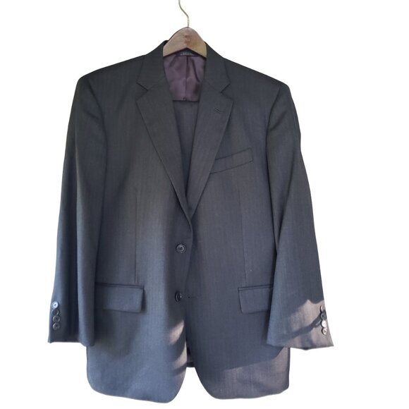 Brooks Brothers 1818 Madison Gray Herringbone Wool Suit Saxxon 42S / W37 - Picture 1 of 14